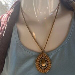 Gold Sunburst Pendant Necklace